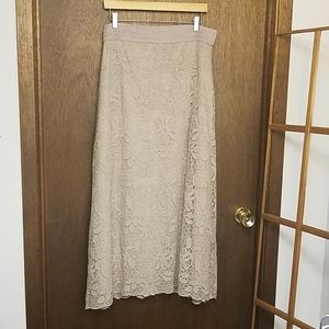 XL Taupe/Cream Cato Lace Maxi Skirt